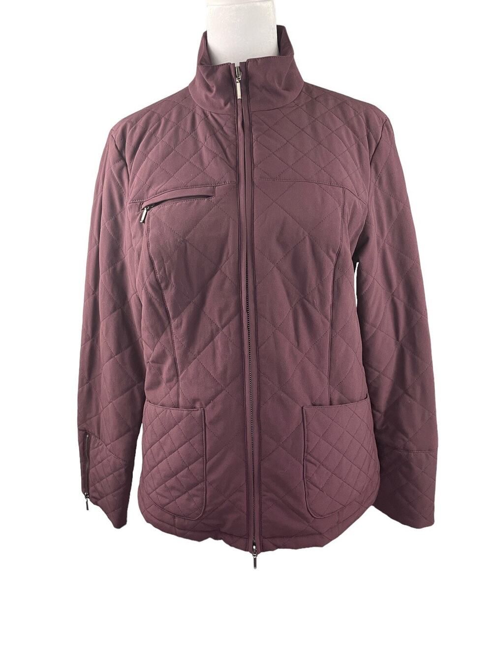 Zenergy by Chico's Quilted Jacket Size 0 (XS 4) Burgundy Lightweight Full Zip